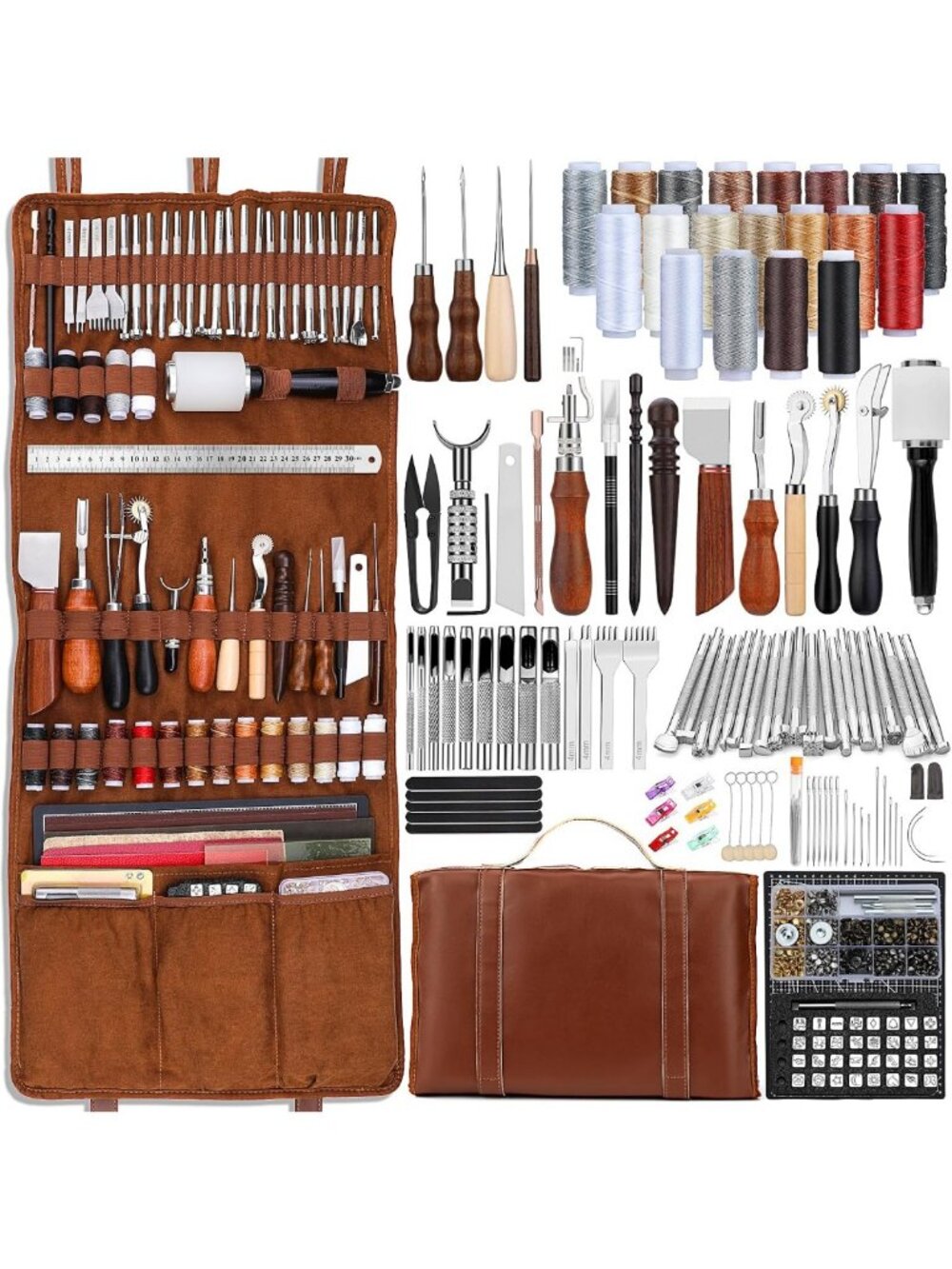 Leather Tooling Kit - Complete Leather Craft Tools Set for DIY Leatherworking
